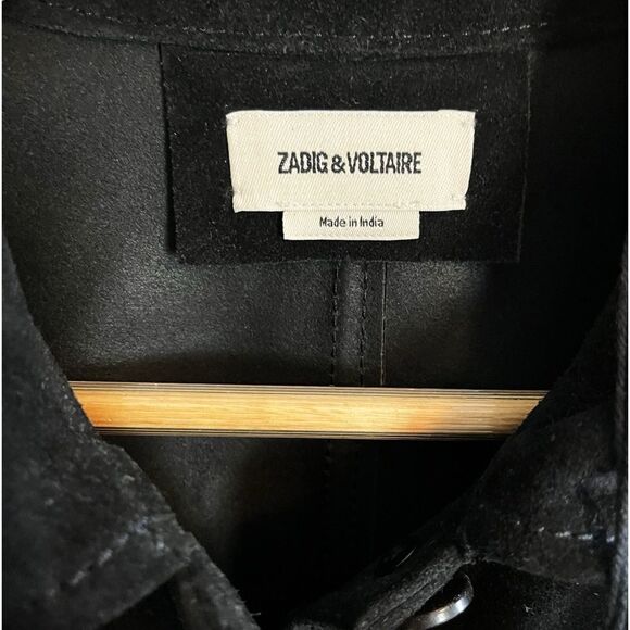 ZADIG & VOLTAIRE Toi Daim Suede Leather Shirt Jacket in BLACK NWT medium - Picture 5 of 9
